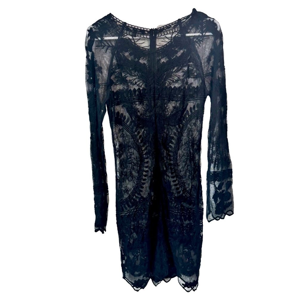 Honey Punch | Black Lace Long Sleeve Sheer Mini Dress Size Large L